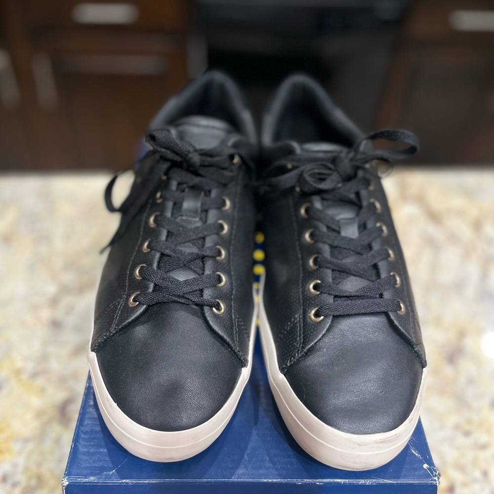 Ralph Lauren Longwood Nappa Leather Sneaker- Black